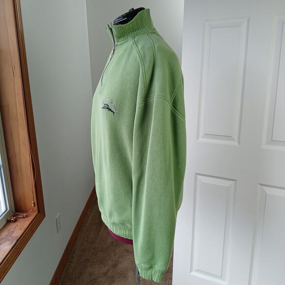 Tommy Bahama Green Sailfish Crest Logo Half-Zip Sweatshirt Mens XL cotton VTG - Picture 3 of 16